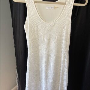 Calvin Klein White Sequin Embellished Dress SZ 2